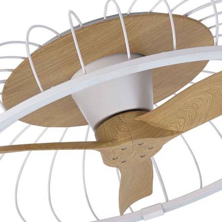 Ventilador de techo NATURE 79cm luz led -  blanco y haya