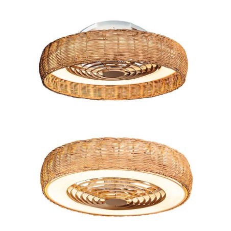 Ventilador de techo Kilimanjaro pantalla de ratán y luz led