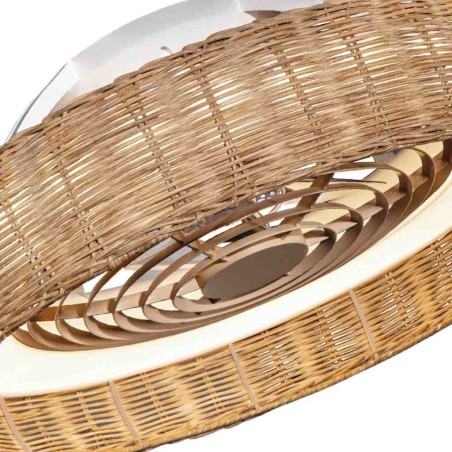Ventilador de techo Kilimanjaro pantalla de ratán y luz led