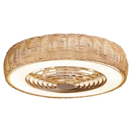 Ventilador de techo Kilimanjaro pantalla de ratán y luz led