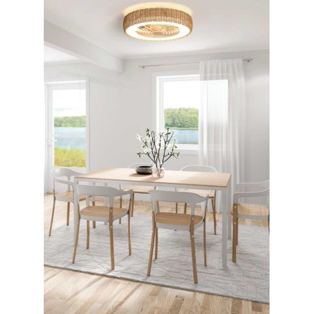 Ventilador de techo Kilimanjaro pantalla de ratán y luz led