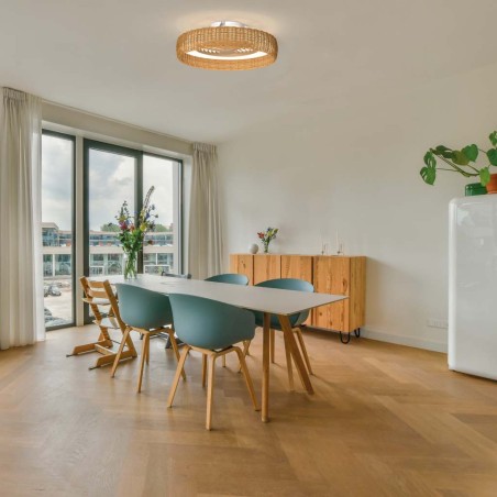 Ventilador de techo Kilimanjaro pantalla de ratán y luz led