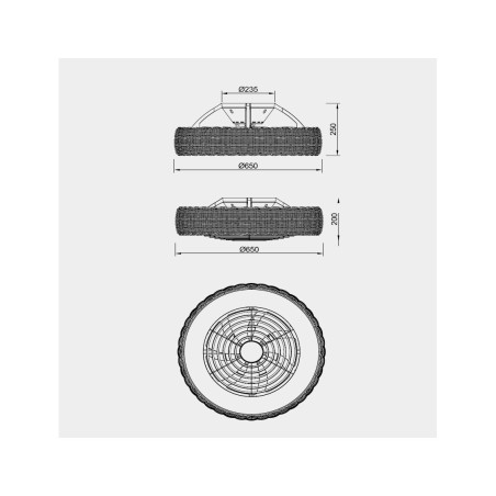 Ventilador de techo Kilimanjaro pantalla de ratán y luz led
