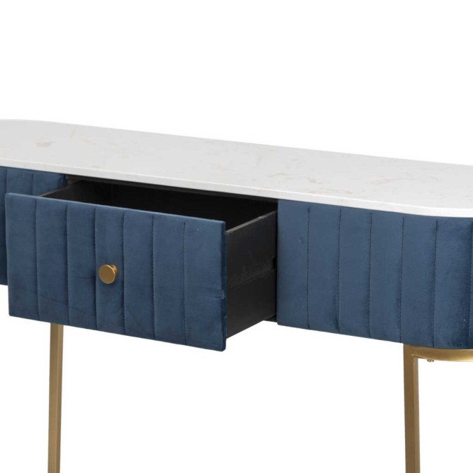 consola velvel-marmol azul-dorado 120x35x80 cm