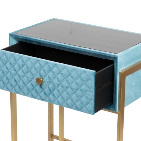 mesita velvet-cristal turquesa-dorado 60x35x75 cm