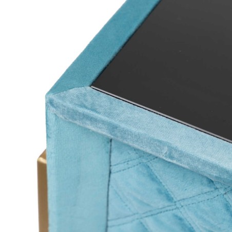 mesita velvet-cristal turquesa-dorado 60x35x75 cm