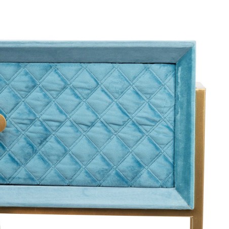mesita velvet-cristal turquesa-dorado 60x35x75 cm
