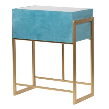 mesita velvet-cristal turquesa-dorado 60x35x75 cm