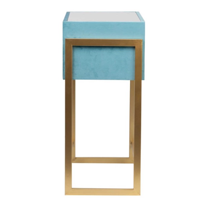mesita velvet-cristal turquesa-dorado 60x35x75 cm