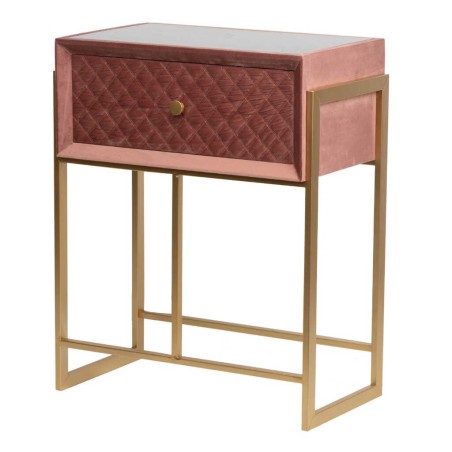 mesita velvet-cristal melocoton-dorado 60x35x75 cm