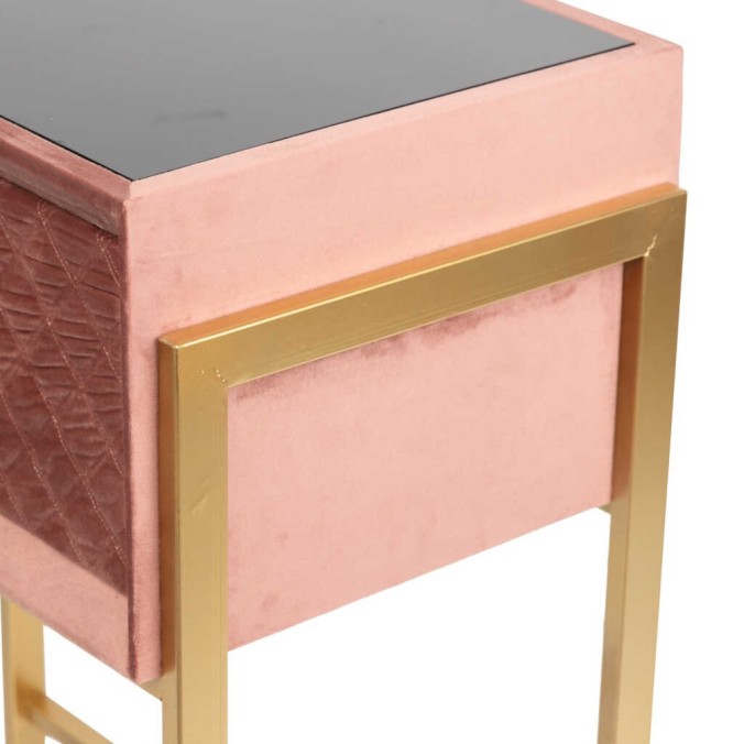 mesita velvet-cristal melocoton-dorado 60x35x75 cm mesita velvet-cristal melocoton-dorado 60x35x75 cm