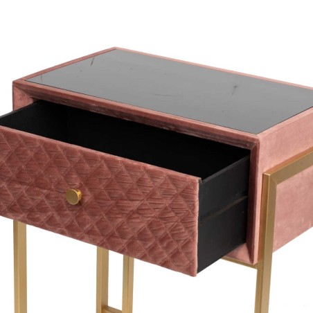 mesita velvet-cristal melocoton-dorado 60x35x75 cm