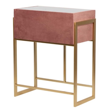 mesita velvet-cristal melocoton-dorado 60x35x75 cm