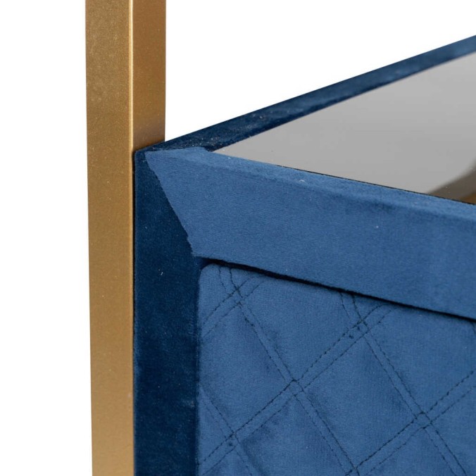 mesita velvet-cristal azul-dorado 60x35x75 cm