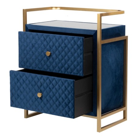 mesita velvet-cristal azul-dorado 60x35x75 cm