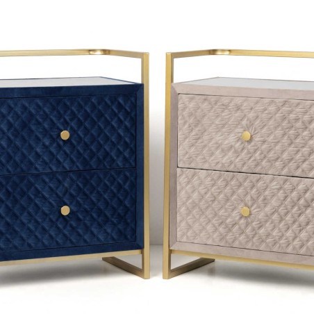 mesita velvet-cristal azul-dorado 60x35x75 cm