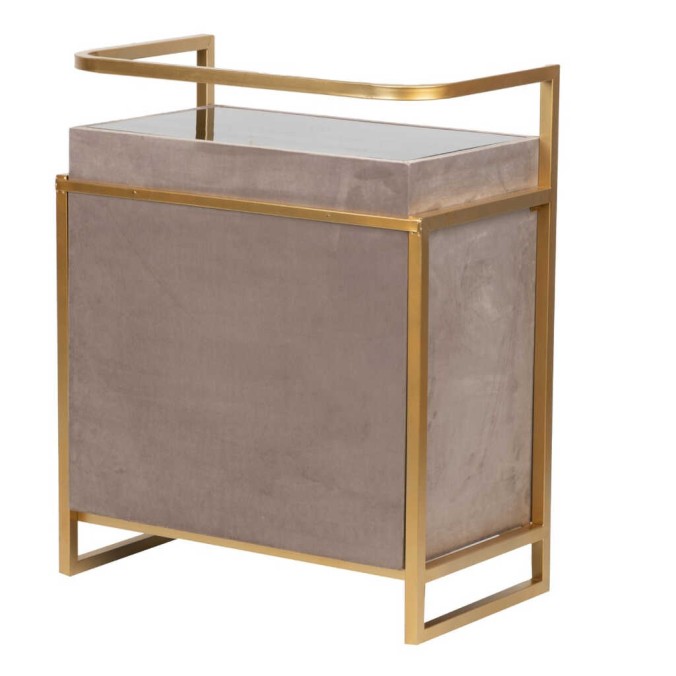 mesita velvet-cristal topo-dorado 60x35x75 cm