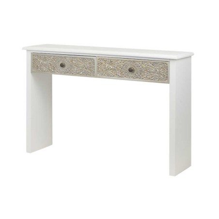 consola madera tallada blanca-plata 120x30x80 cm