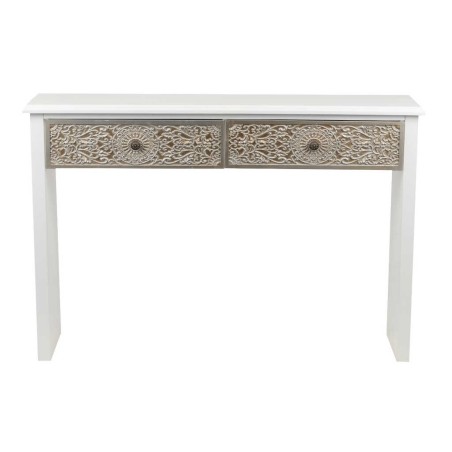 consola madera tallada blanca-plata 120x30x80 cm