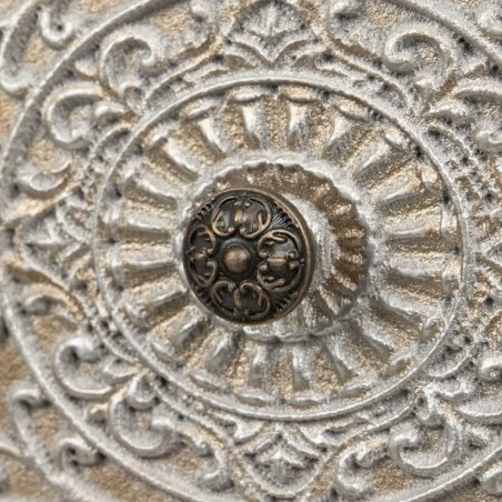 consola madera tallada blanca-plata 120x30x80 cm