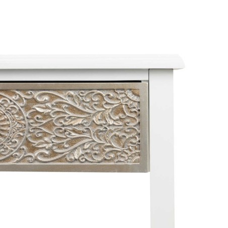 consola madera tallada blanca-plata 120x30x80 cm