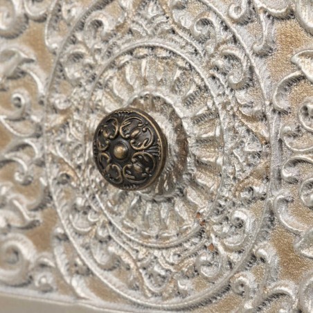 consola madera tallada blanco-plata 90x30x80 cm