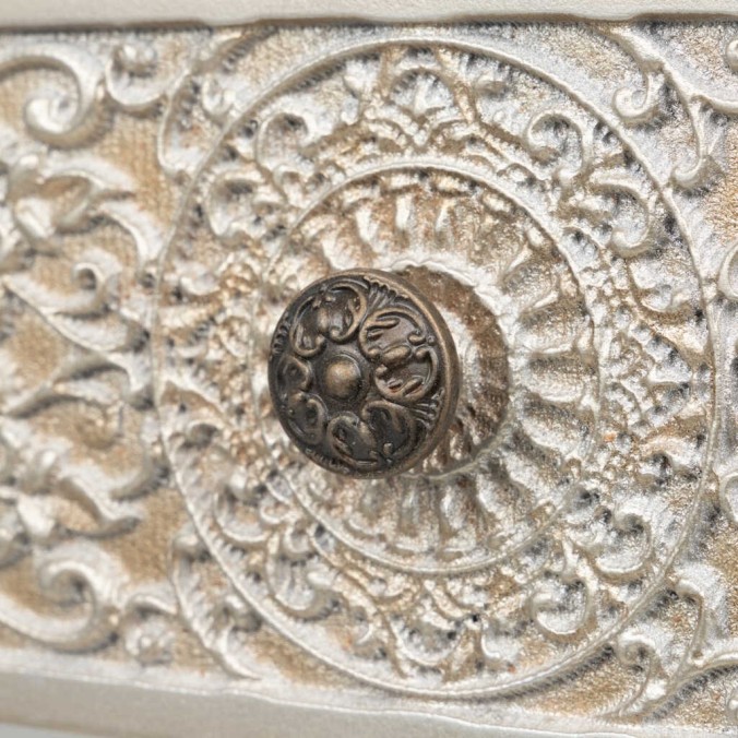 escritorio madera tallada blanco-plata 120x45x80cm