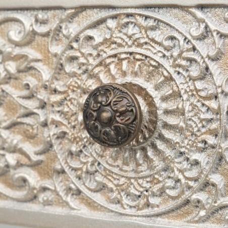 escritorio madera tallada blanco-plata 120x45x80cm