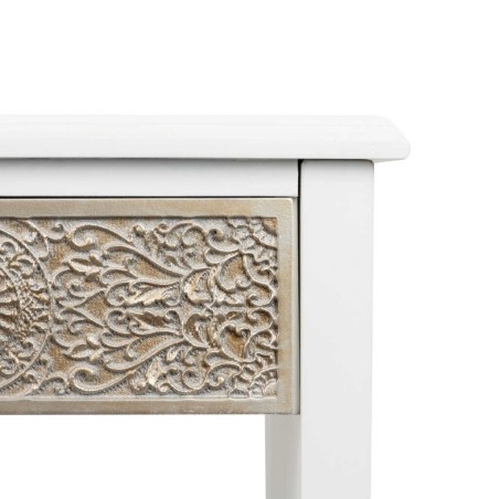 escritorio madera tallada blanco-plata 120x45x80cm