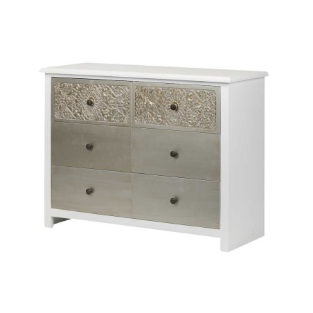 comoda madera tallada blanca-plata 100x40x80 cm