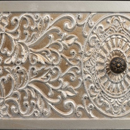 comoda madera tallada blanca-plata 100x40x80 cm