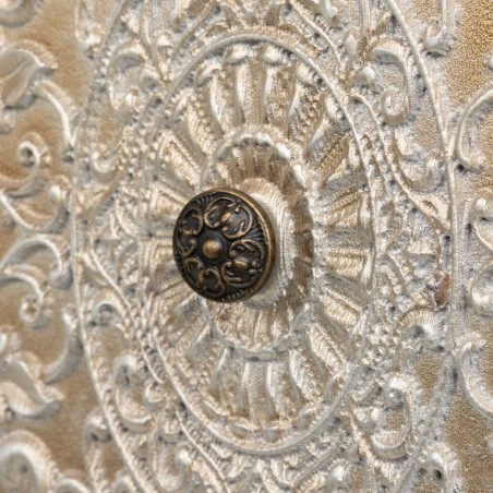 comoda madera tallada blanca-plata 100x40x80 cm