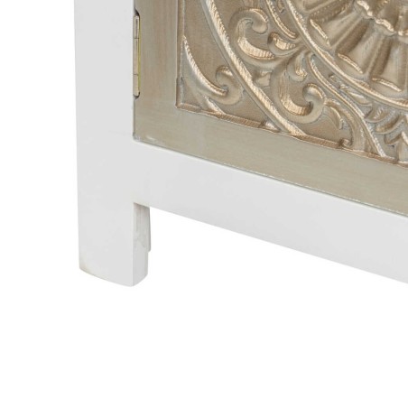 mesita madera tallada blanco-plata 45x40x60 cm