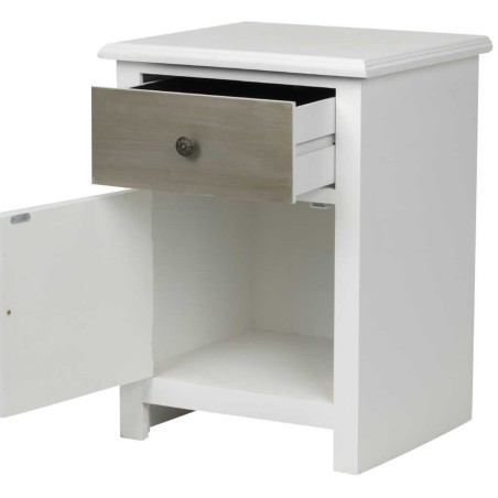 mesita madera tallada blanco-plata 45x40x60 cm