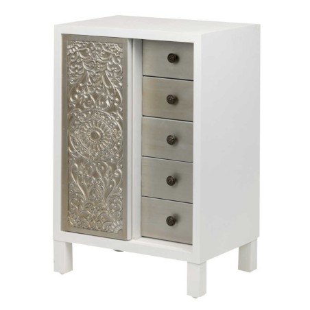 sinfonier madera tallada blanco-plata 50x30x75 cm