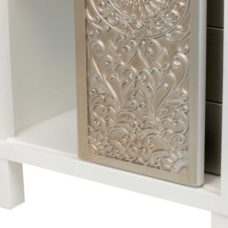 sinfonier madera tallada blanco-plata 50x30x75 cm