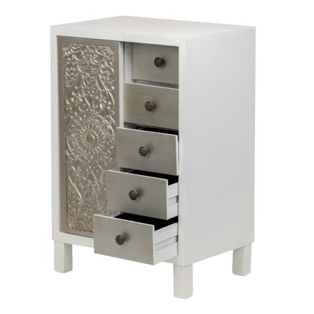 sinfonier madera tallada blanco-plata 50x30x75 cm