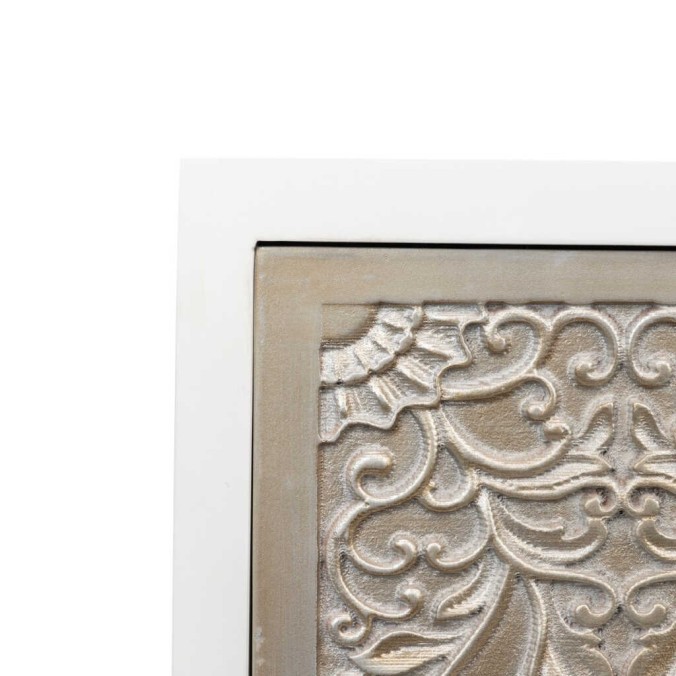 sinfonier madera tallada blanco-plata 50x30x75 cm