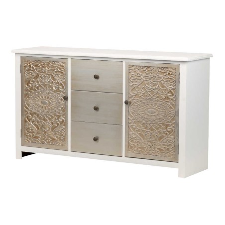 aparador madera tallada blanco-plata 140x40x80 cm