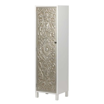 aparador alto madera blanco-plata 45x40x160 cm