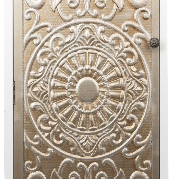 aparador alto madera blanco-plata 45x40x160 cm