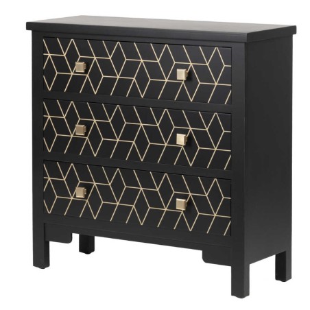 comoda madera negra-dorada 78x30x78 cm