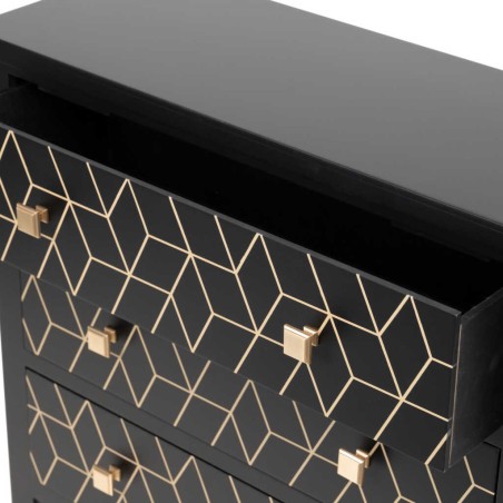 comoda madera negra-dorada 78x30x78 cm