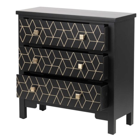 comoda madera negra-dorada 78x30x78 cm