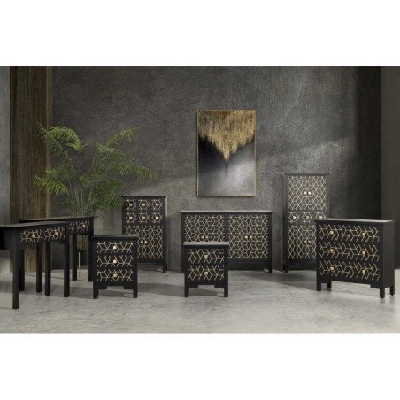consola madera negro-dorado 78x30x78 cm
