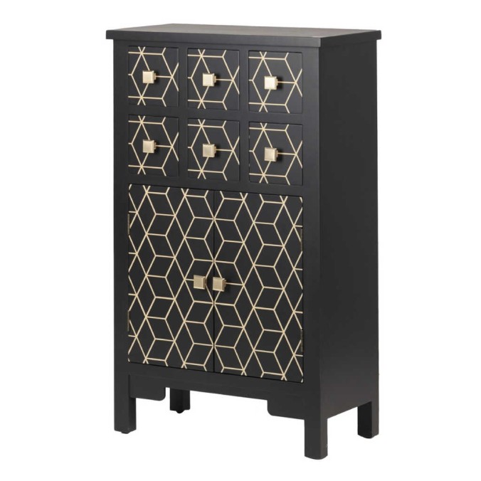 cabinet madera negro-dorado 60x30x100 cm