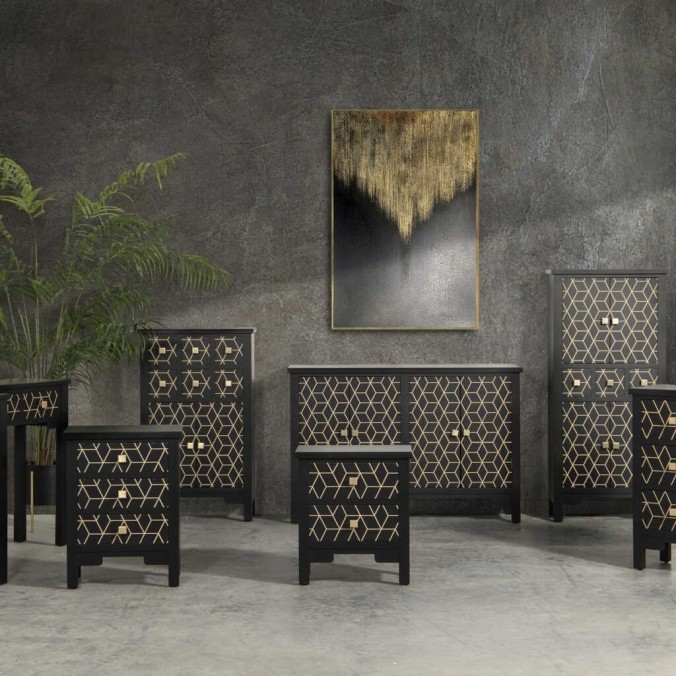 cabinet madera negro-dorado 60x30x100 cm cabinet madera negro-dorado 60x30x100 cm