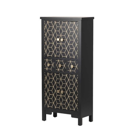 cabinet madera negro-dorado 60x30x130 cm