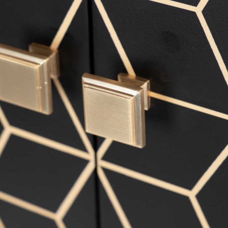 cabinet madera negro-dorado 60x30x130 cm