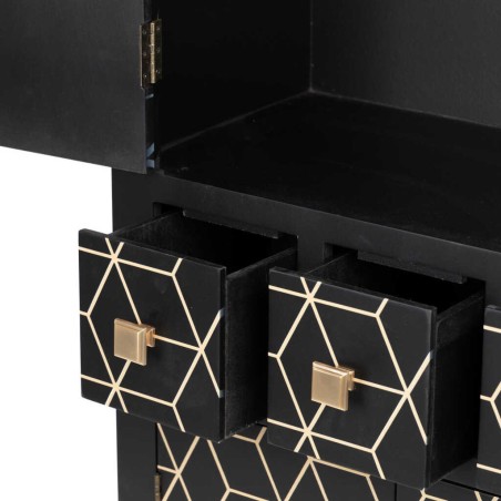 cabinet madera negro-dorado 60x30x130 cm